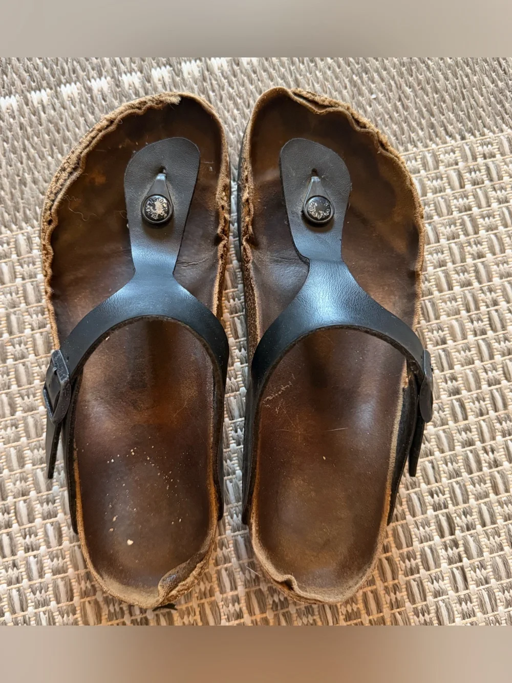 Birkenstock Black Gizeh Birko-Flor Flip-Flop Thong Sandals - size 39